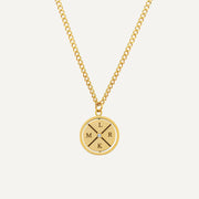 Gegraveerde Kompas Ketting met Zirkonia