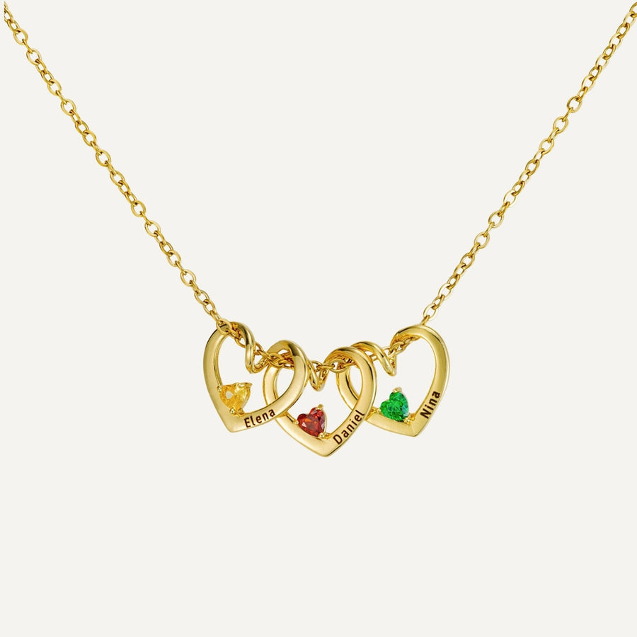 Gepersonaliseerde Hart Ketting met Naamgravure en Geboortesteen