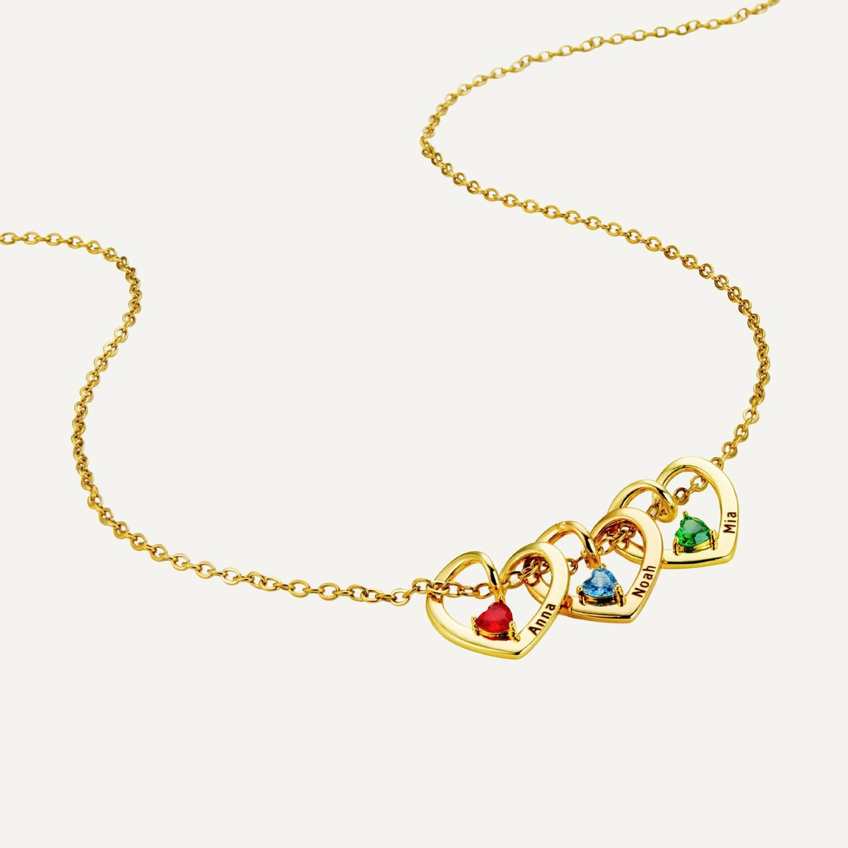 Gepersonaliseerde Hart Ketting met Naamgravure en Geboortesteen
