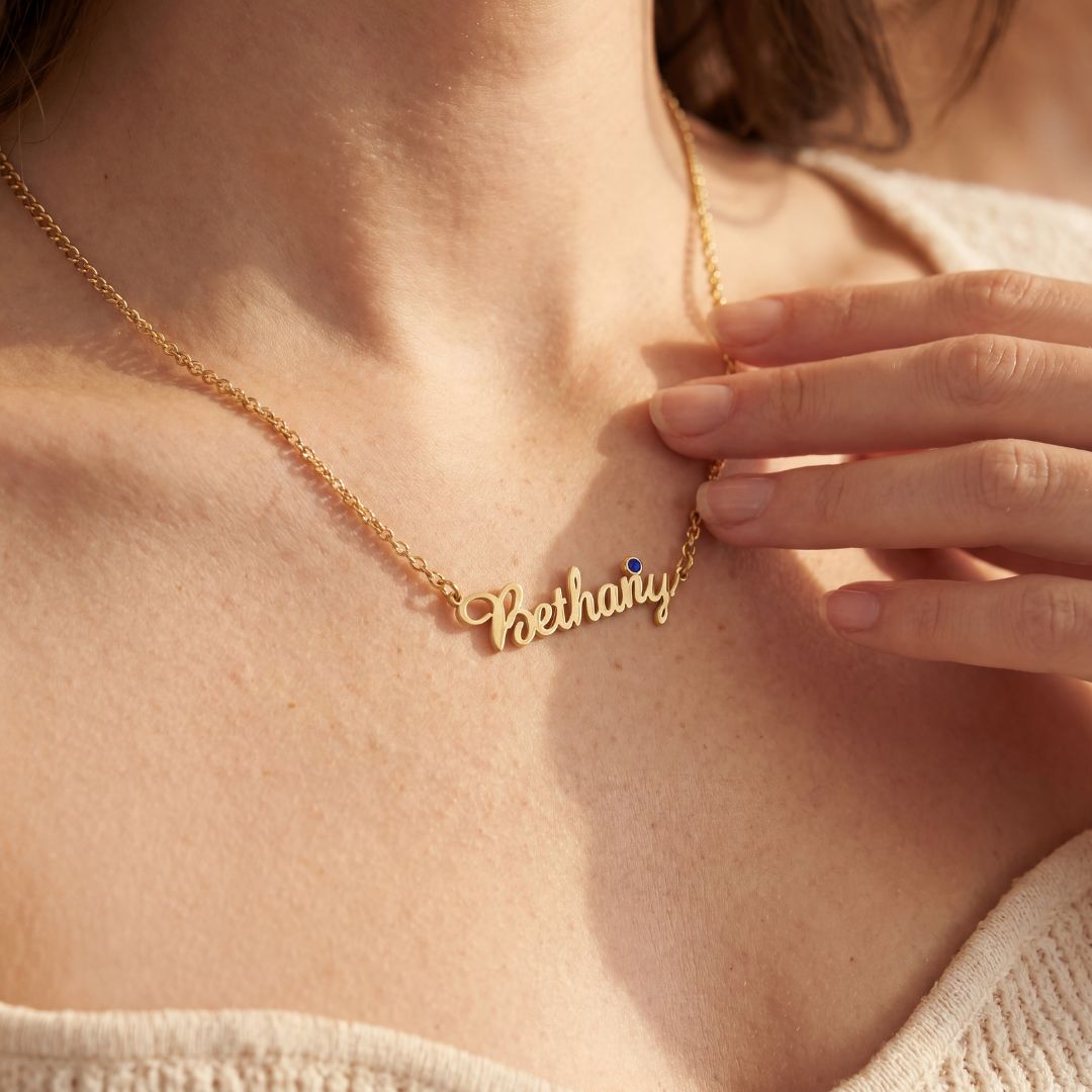 Gepersonaliseerde Naamketting met Geboortesteen