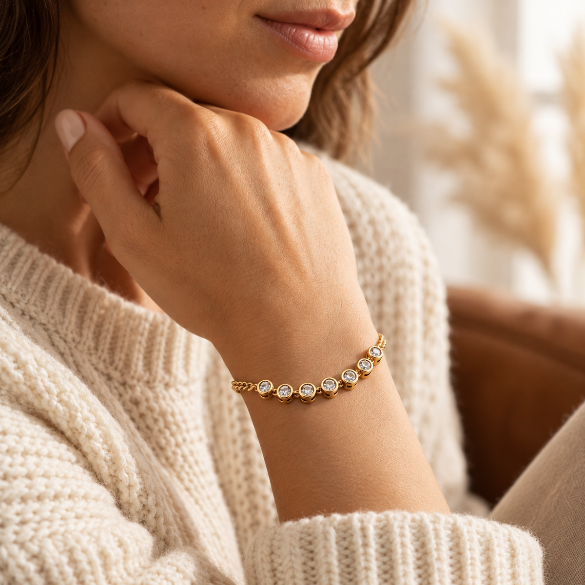 Zirkonia Rij Armband – BIYO draagimpressie van de afgebeelde uitvoering