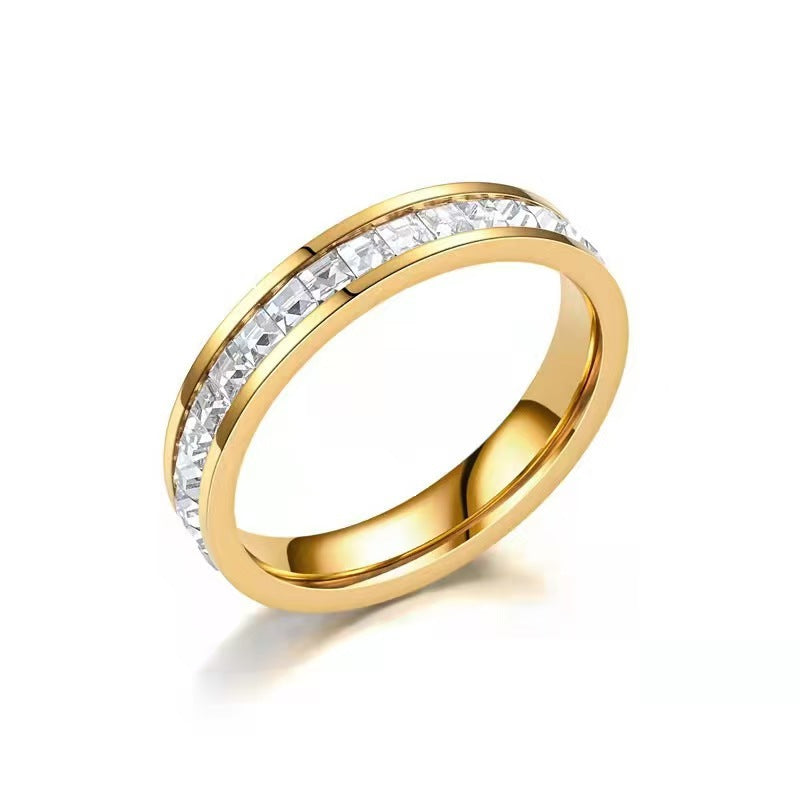 Bandring met Zirkonia – Eén rij / Goud
