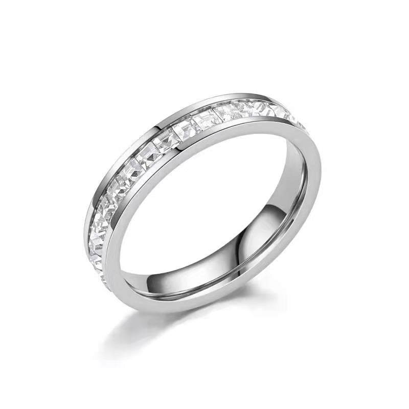 Bandring met Zirkonia – Eén rij / Zilver