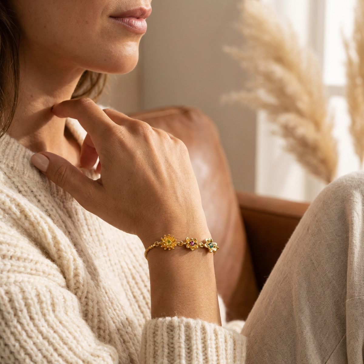 Driedimensionale Geboortebloem Armband