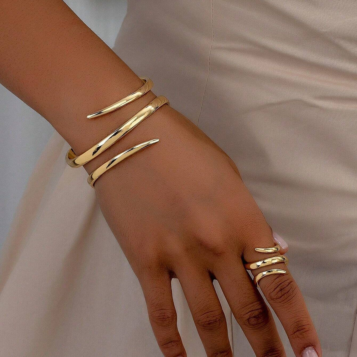 Drielijns Armband en Ring Set