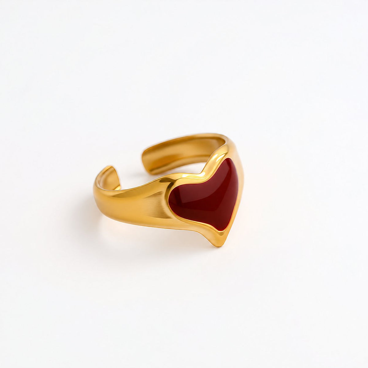 Emaille Ring Bordeaux – Groot hart