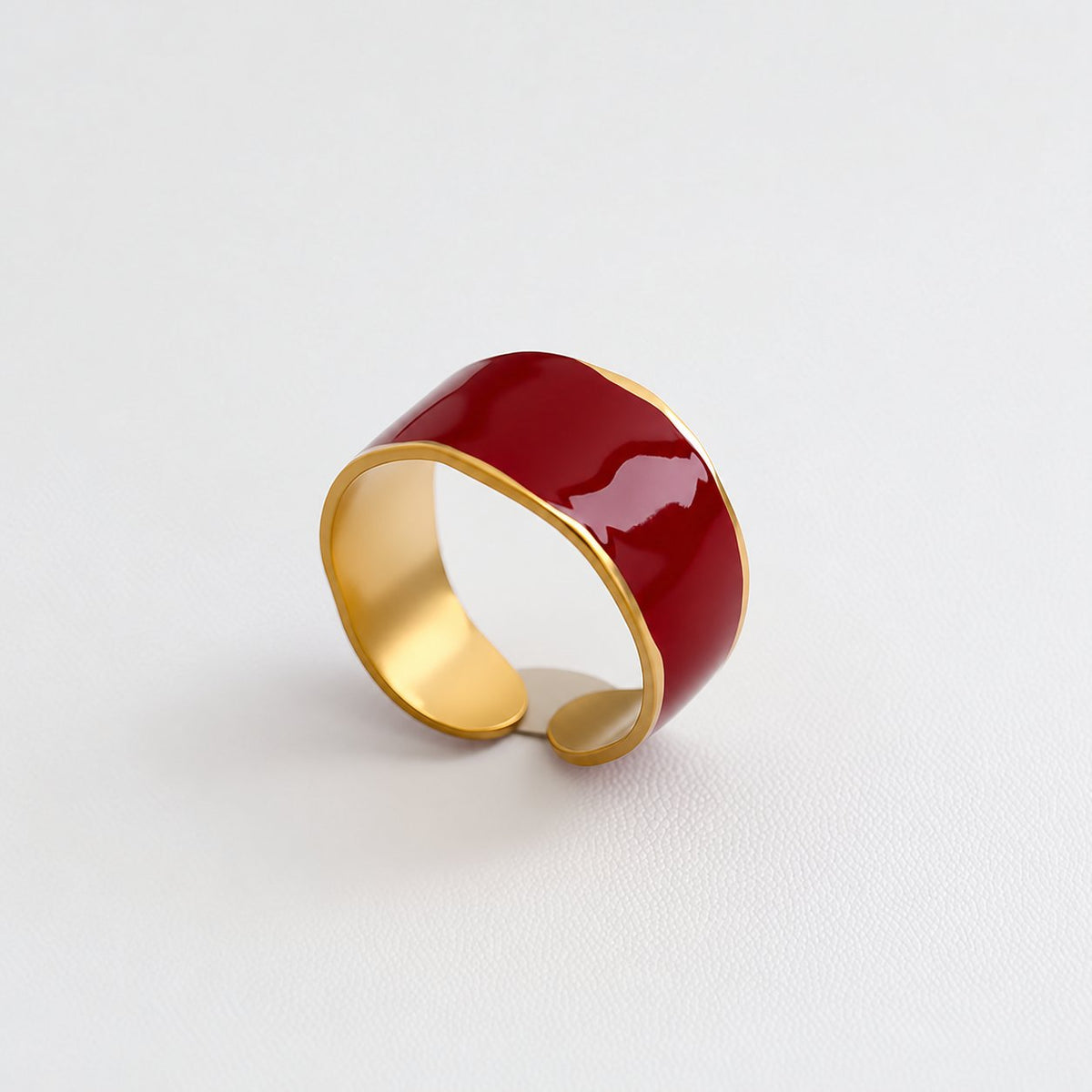 Emaille Ring Bordeaux – Brede band