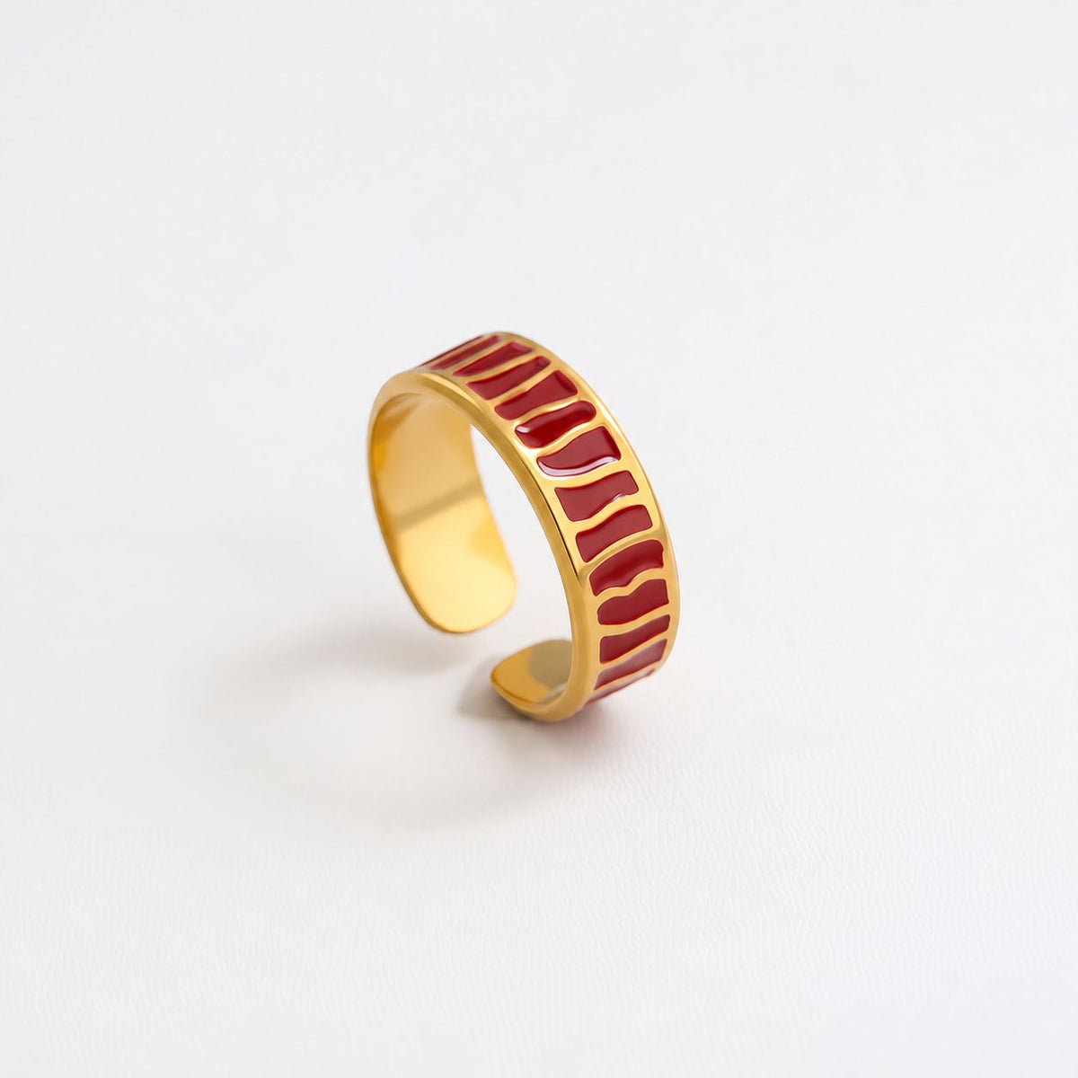 Emaille Ring Bordeaux – Gestreepte band