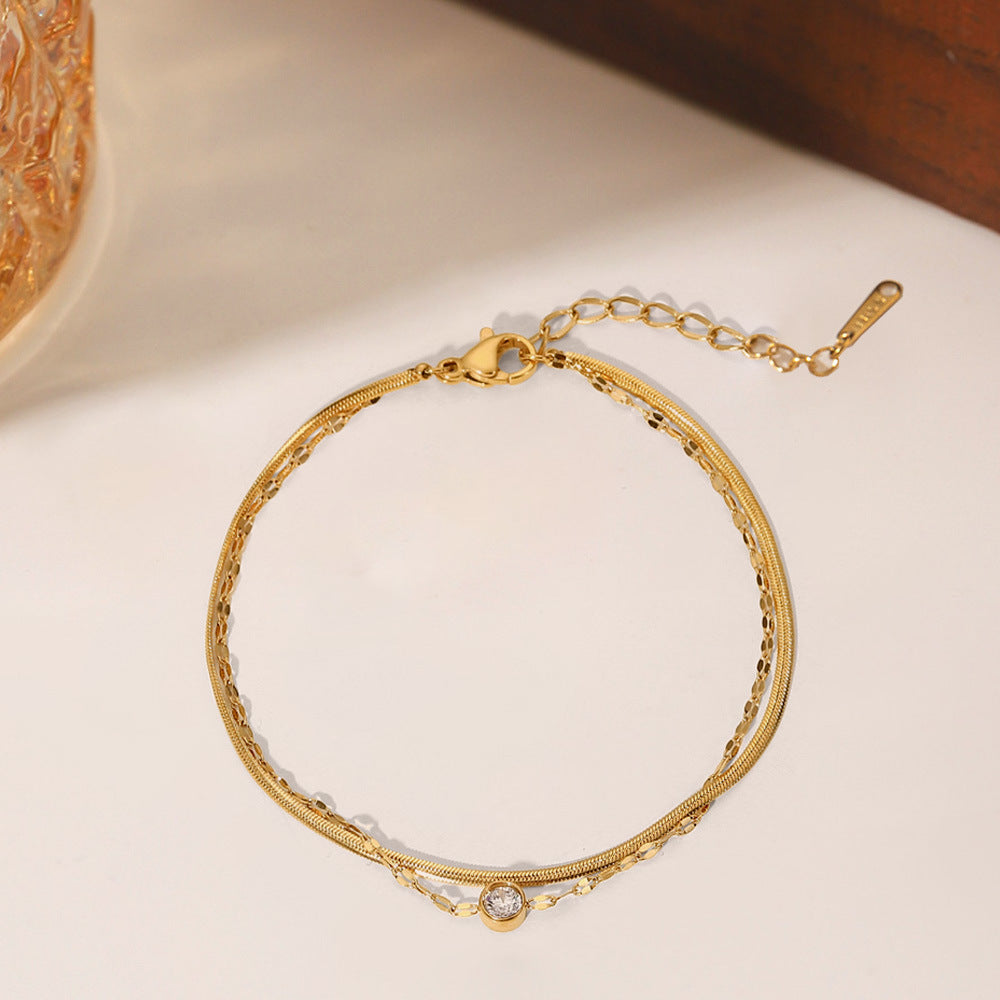 Tobillera en color oro – doble con piedra