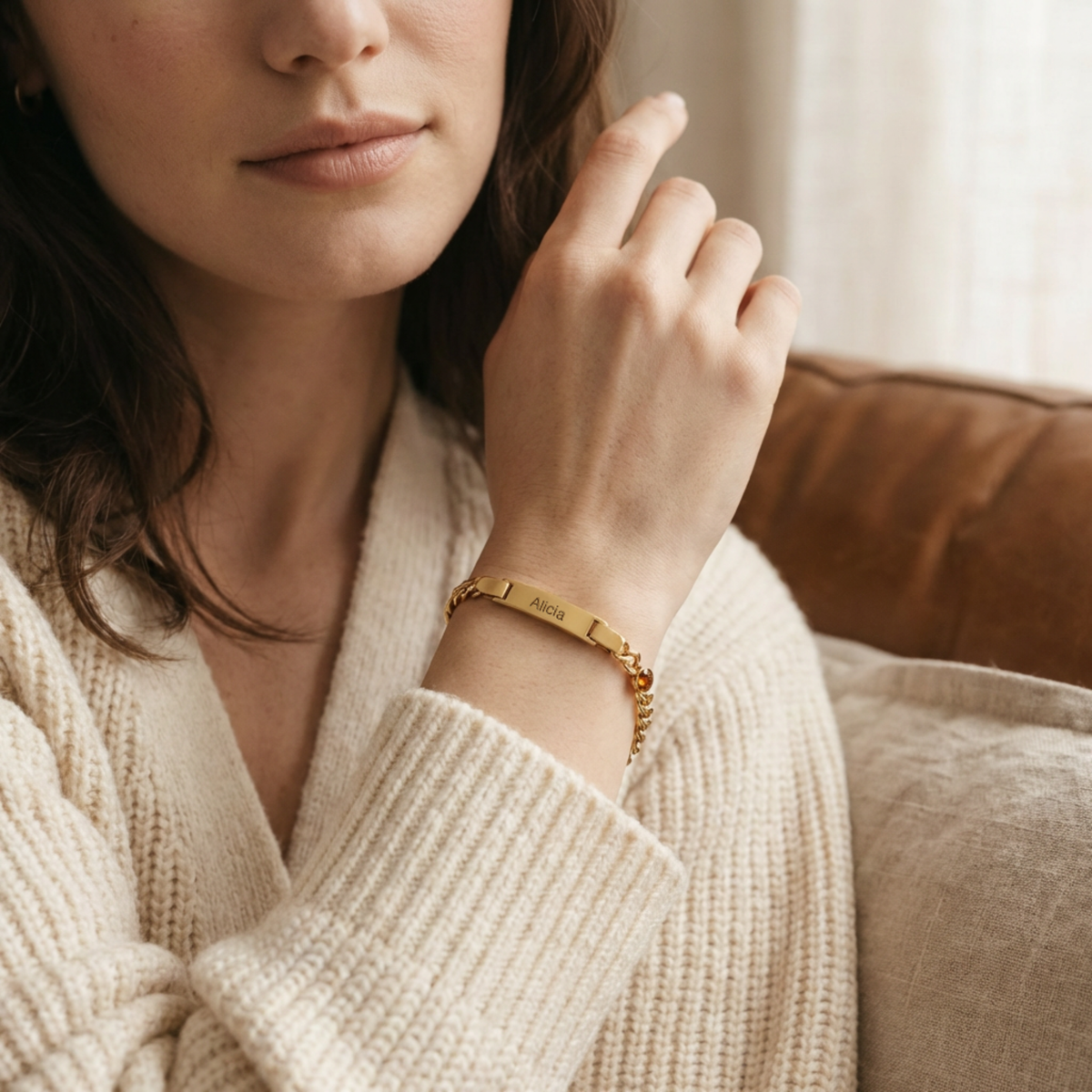 Gegraveerde Armband met Geboortesteen en Naam van Kind
