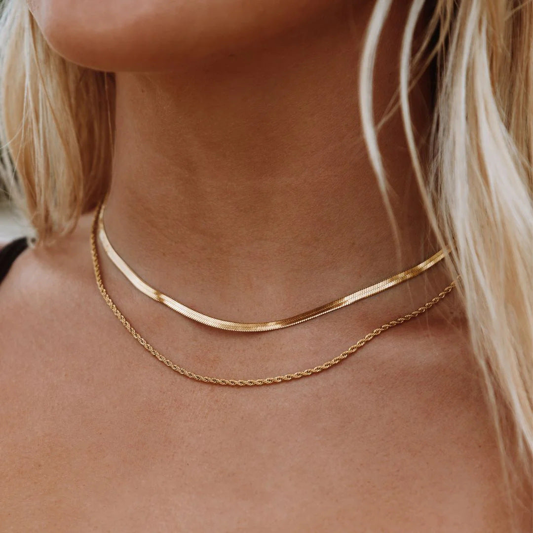 Gelaagde Slangenketting – Dubbel gedraaid / Goud