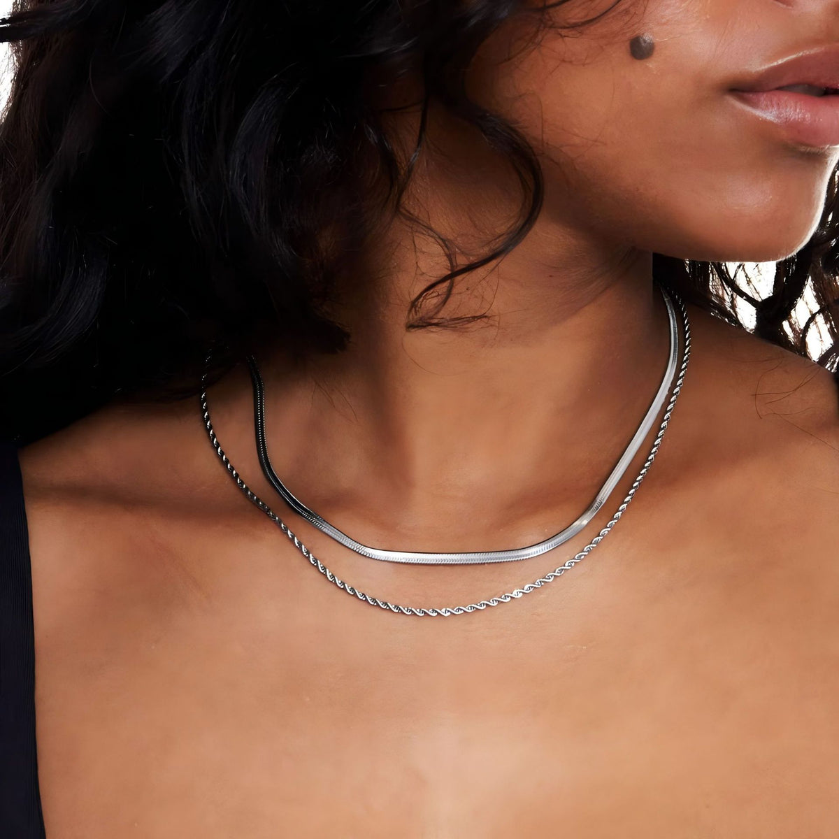 Gelaagde Slangenketting – Dubbel gedraaid / Zilver