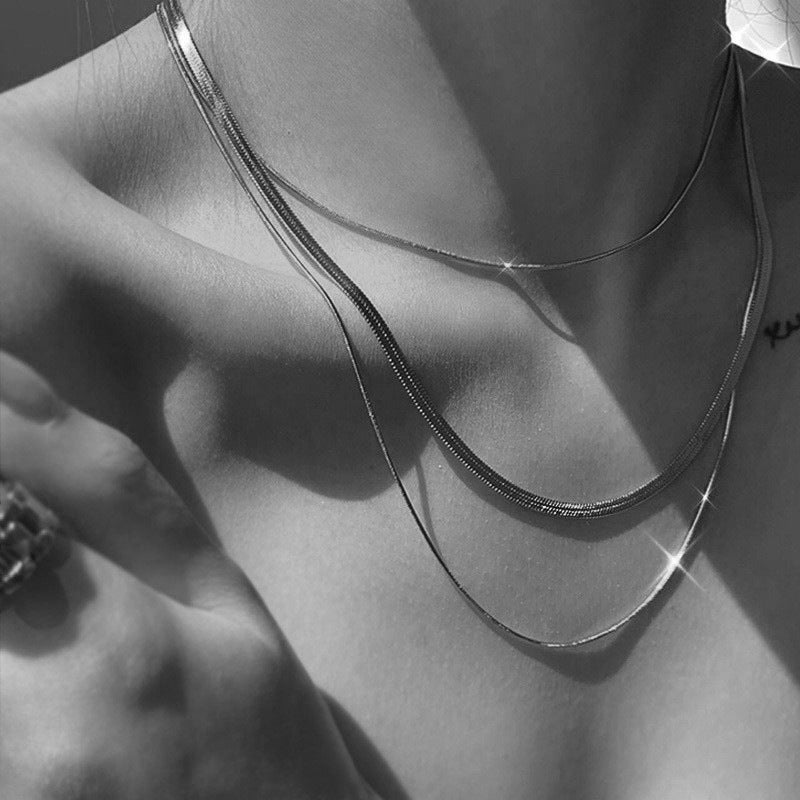 Gelaagde Slangenketting – Drielaags / Zilver