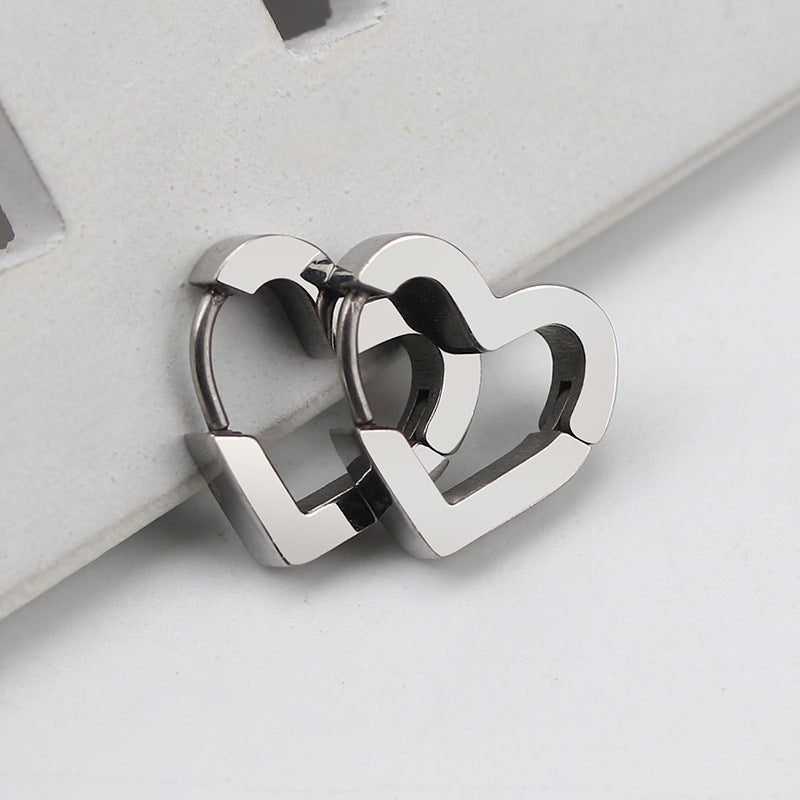 Geometrische Oorringen – Hartje / Zilver