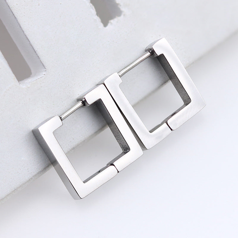 Geometrische Oorringen – Vierkant / Zilver