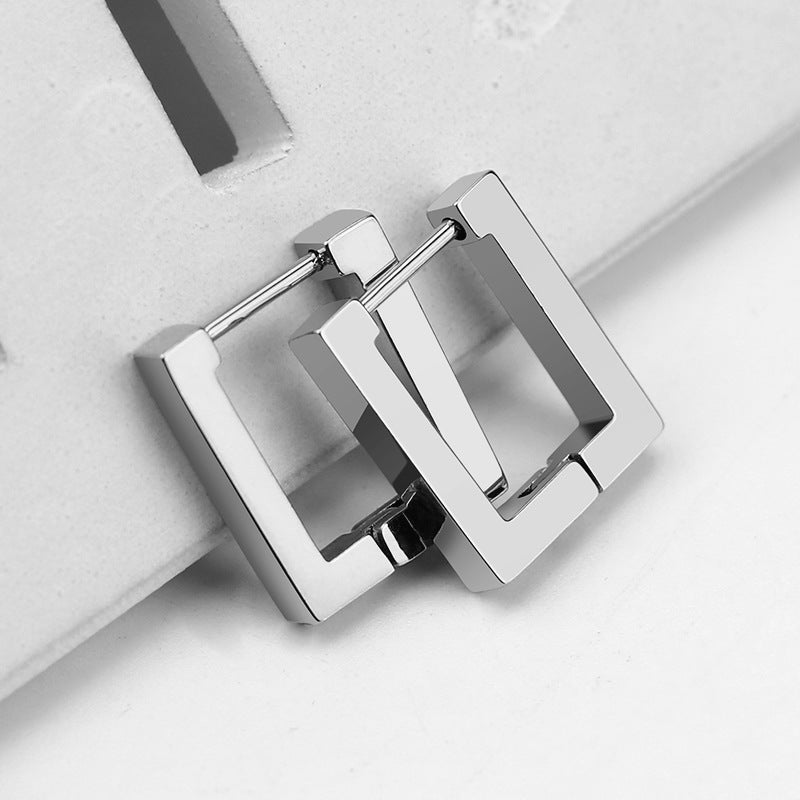 Geometrische Oorringen – Rechthoek / Zilver