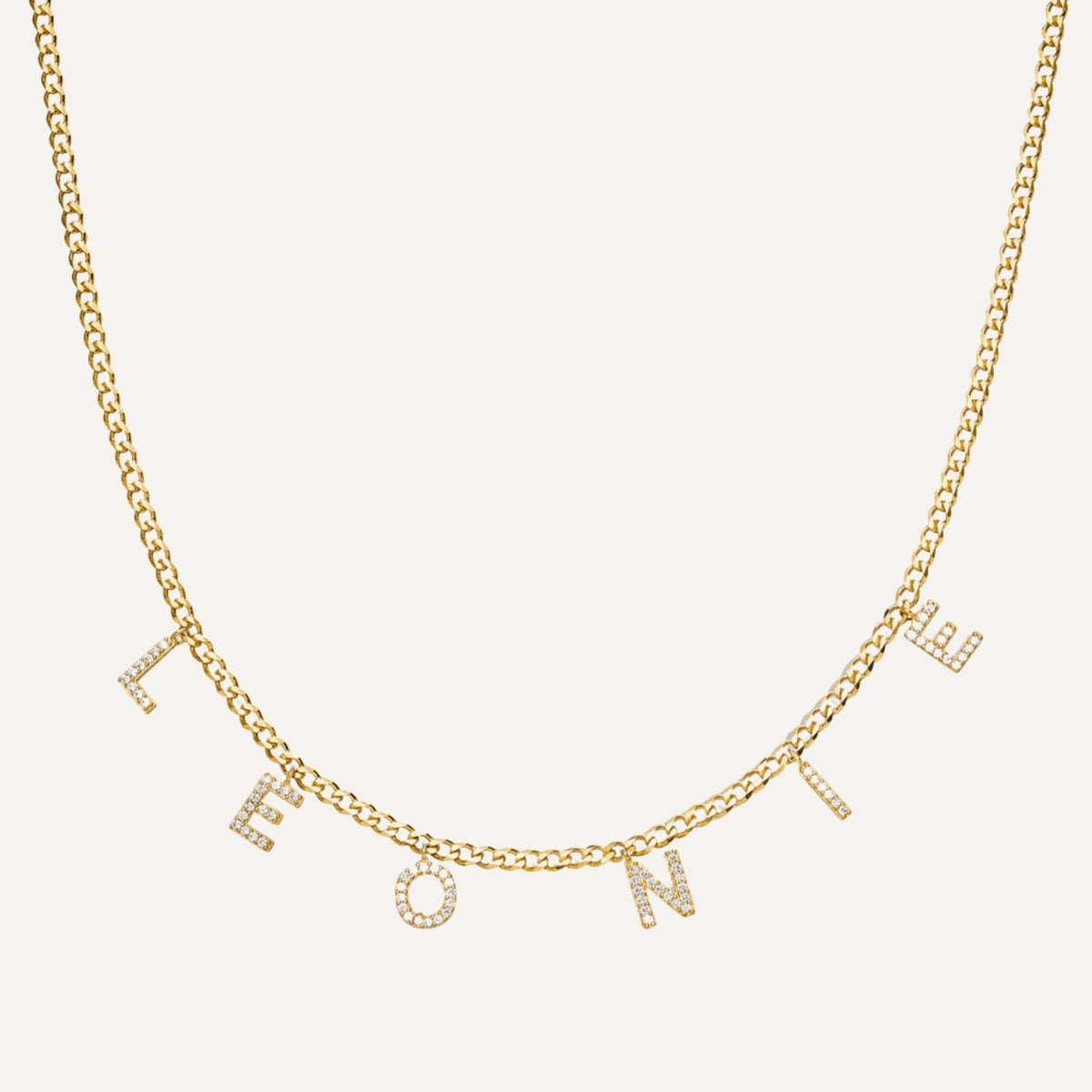 Gepersonaliseerde Zirkonia Letter Ketting - Cubaanse Schakelstijl
