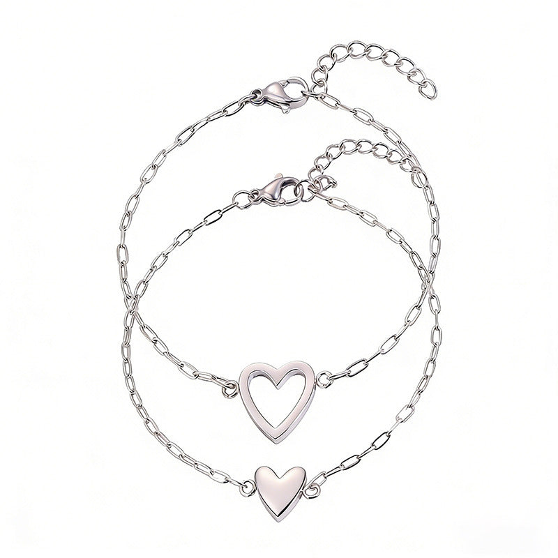 Hart Armband – Duo (2 stuks) / Zilver