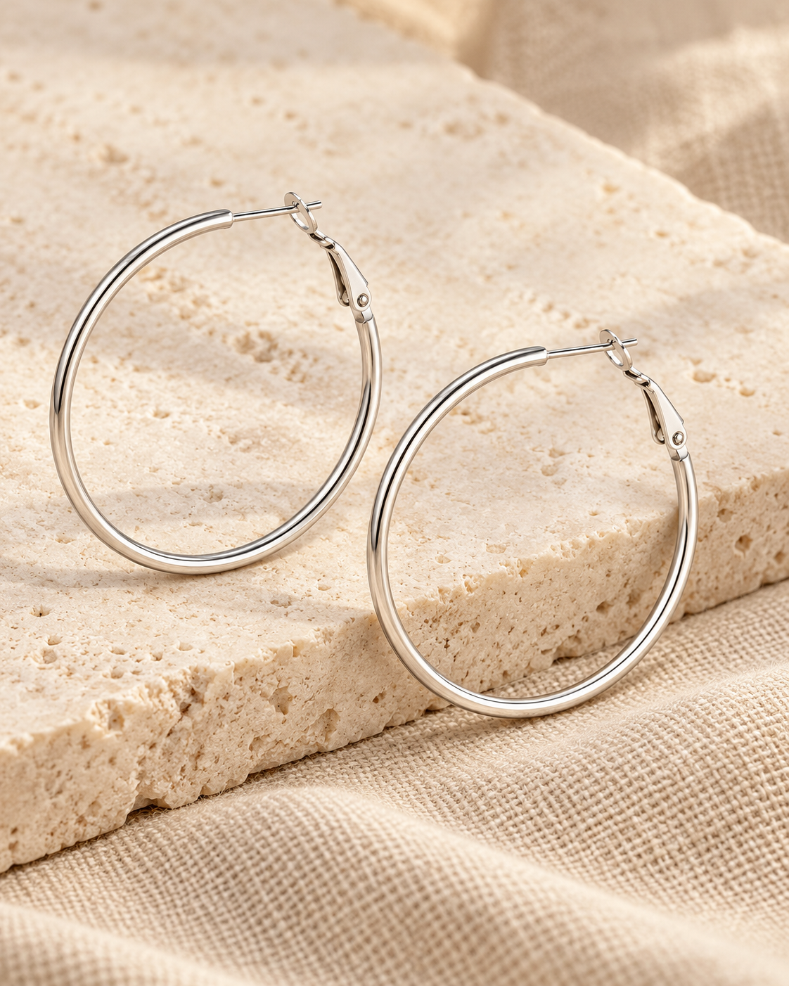 Grote ronde hoops, zilverkleurig
