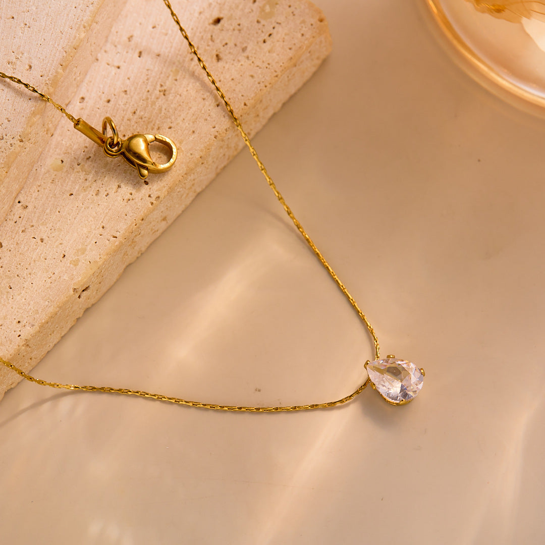 Solitaire Ketting – Druppel / Goud