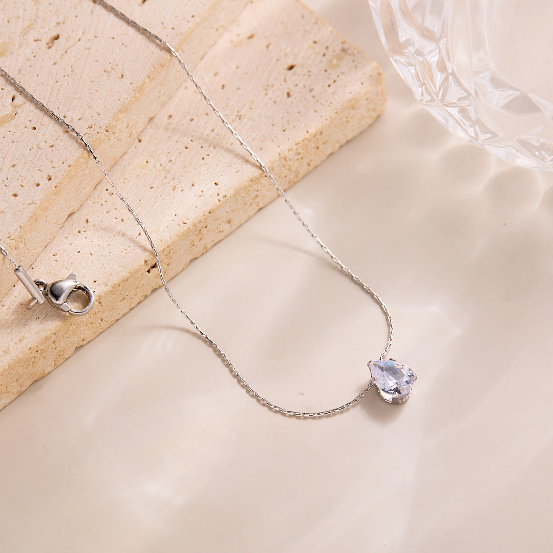 Solitaire Ketting – Druppel / Zilver