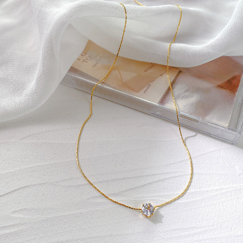 Solitaire Ketting – Rond / Goud