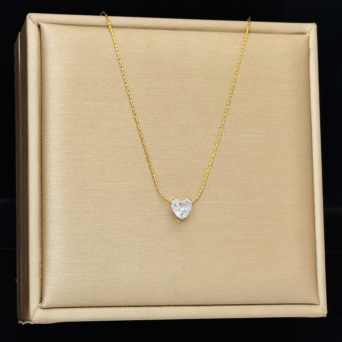 Solitaire Ketting – Hartje / Goud