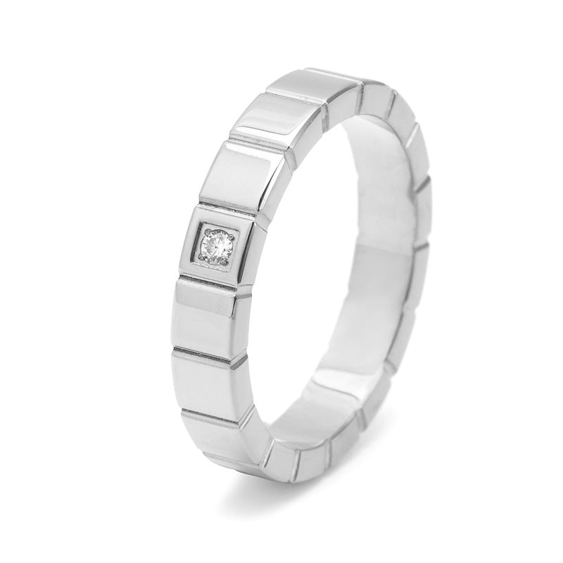 Vierkante Solitaire Ring – Zilver