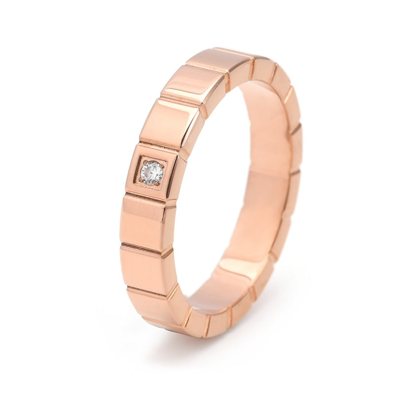 Vierkante Solitaire Ring – Rosegoud