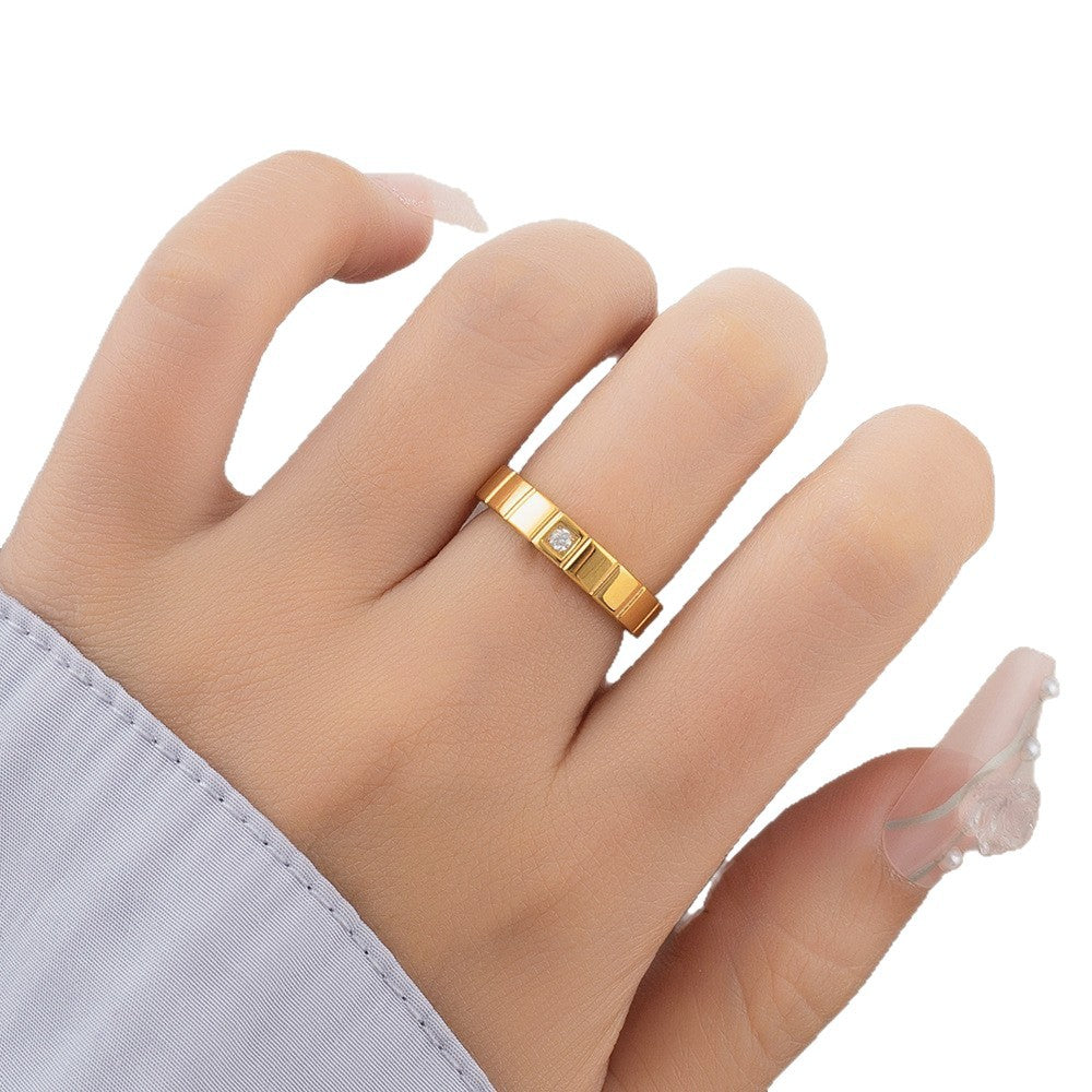 Vierkante Solitaire Ring